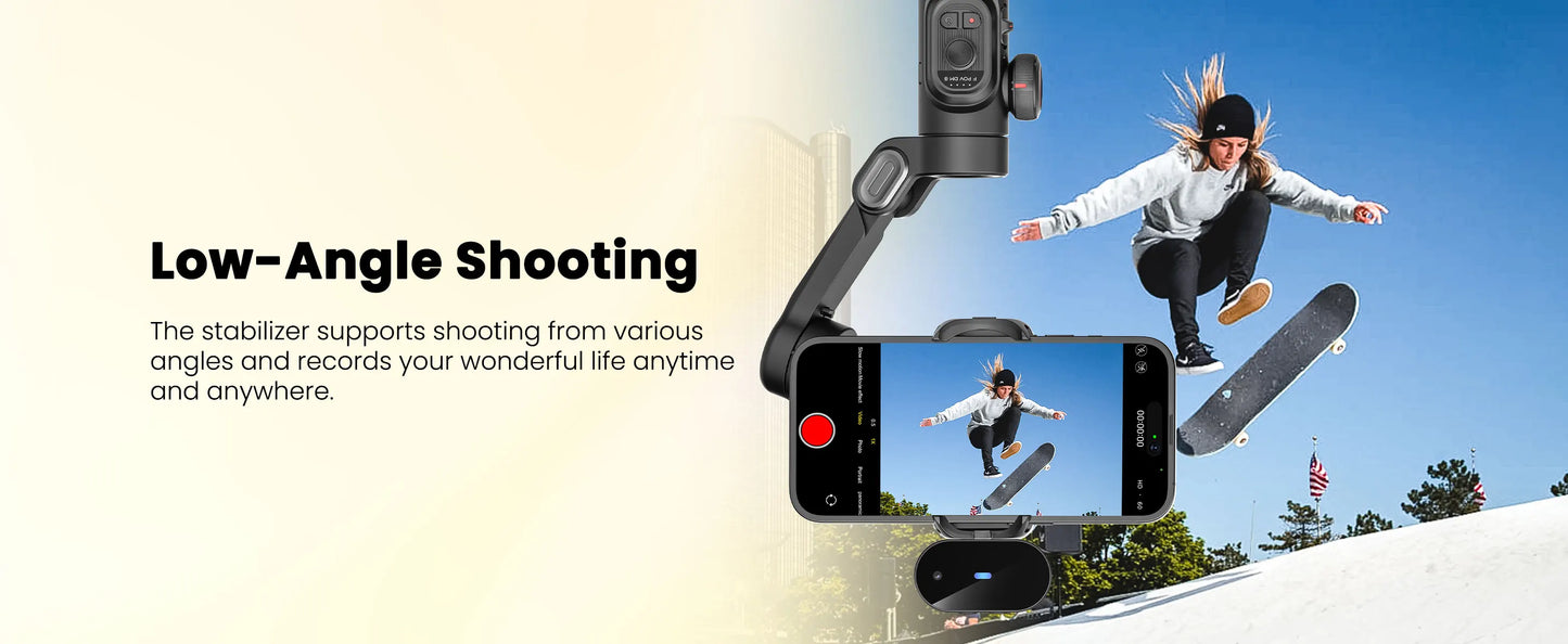 AOCHUAN Smart XE AI Gimbal - Professional Smartphone Stabilizer with No-App AI Tracking & Gesture Control - Perfect for TikTok & YouTube