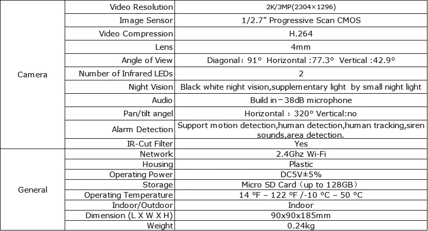 2K WiFi Indoor Security Camera with Screen | Pan & Tilt, Two-Way Video Call, Motion Detection & Night Vision