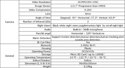 2K WiFi Indoor Security Camera with Screen | Pan & Tilt, Two-Way Video Call, Motion Detection & Night Vision