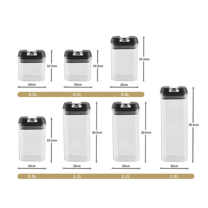 【Lifeideas】7Pcs Airtight Food Storage Containers with Clasp Lids Plastic Clear Jars with Easy Lock Lid Kitchen Pantry Organize
