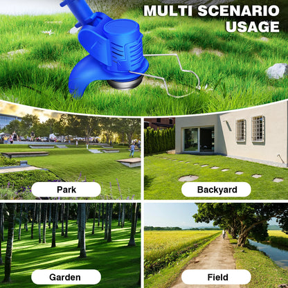 21V Cordless Weed Wacker,Battery Powered Weed Wacker 3 in 1 Rechargeable Weed Wacker Electric for Lawn Garden Yard,Blue