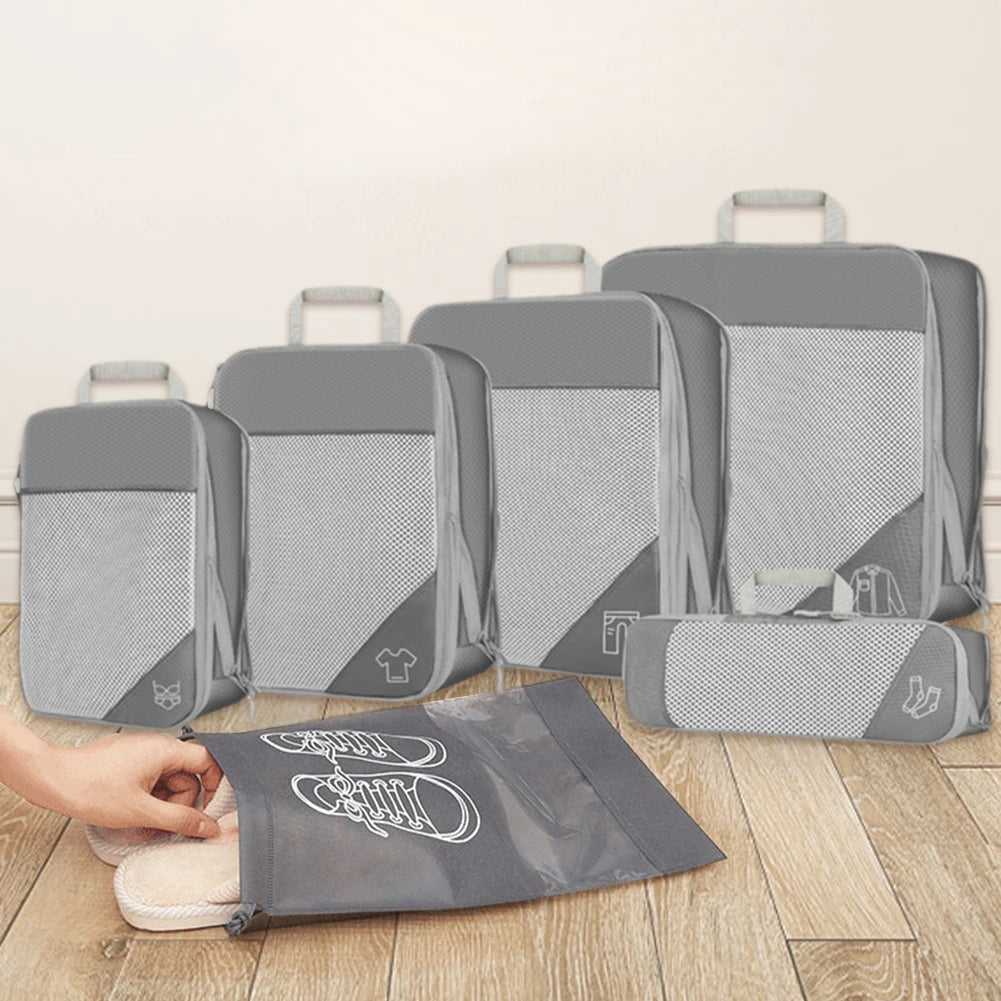 10pcs Compression Packing Cubes with Shoe Bags – Suitcase Storage Set & Carry‑On Luggage Organisers for Travel | UK