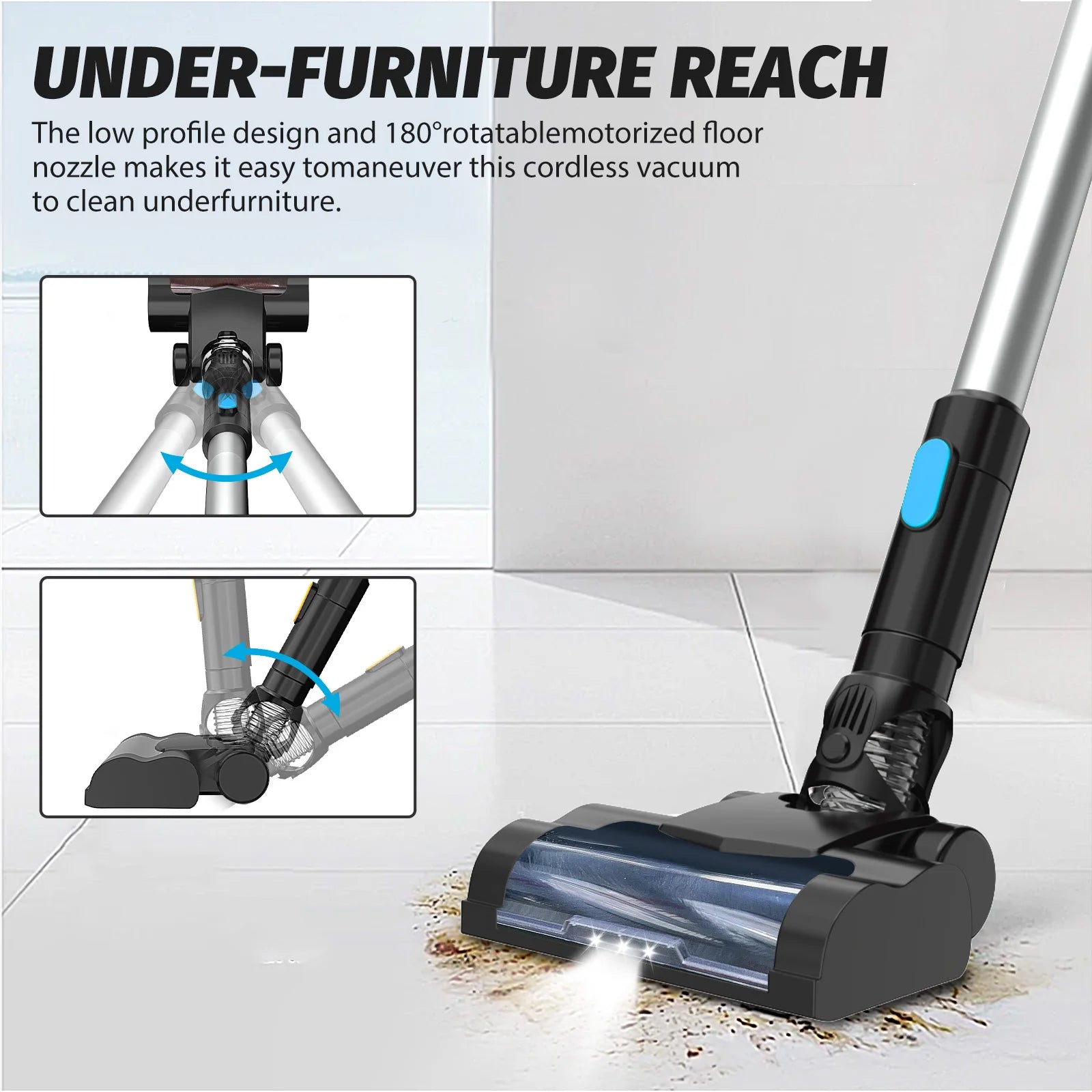 200W Cordless Vacuum Cleaner 3-in-1 Self-Standing Handheld Vacuum 30KPA Brushless Stick Vacuum for Carpet/Hard Floor/Pet Hair Clean