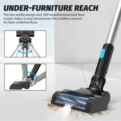 200W Cordless Vacuum Cleaner 3-in-1 Self-Standing Handheld Vacuum 30KPA Brushless Stick Vacuum for Carpet/Hard Floor/Pet Hair Clean