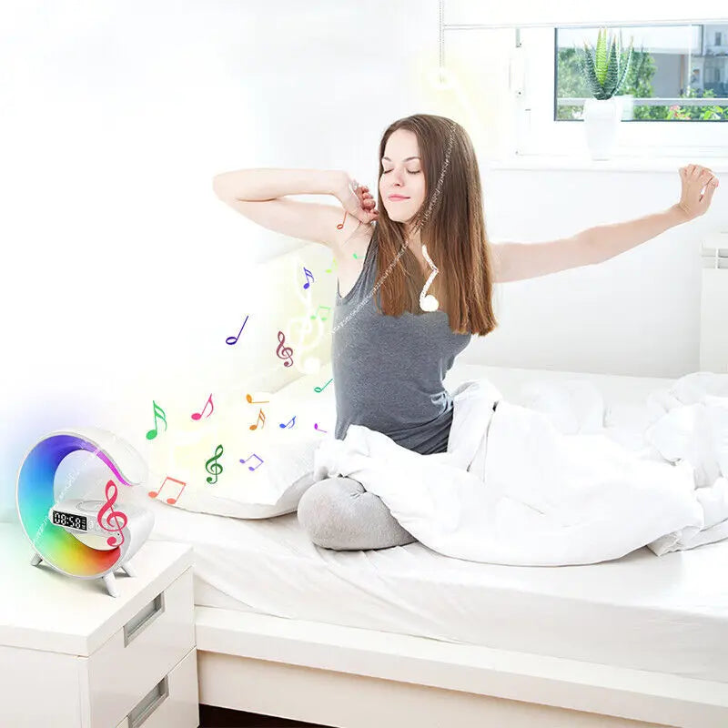 Smart G Lamp Bluetooth Speaker Wireless Charger RGB Alarm Clock Night Light 2025