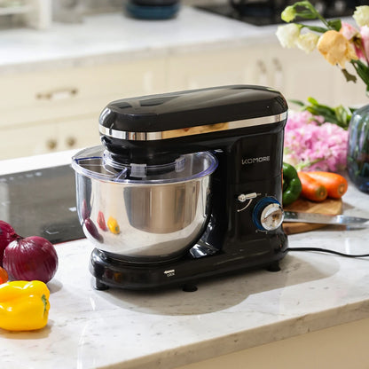KOMORE 5.5-Quart 1400W Household Stand Mixer – Powerful Electric Kitchen Mixer with Stainless Steel Bowl 6-Speed