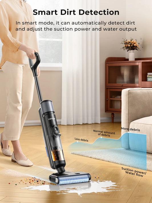 Laresar M3 Cordless Wet Dry Vacuum Cleaner Mop Edge Cleaning 55min Auto Suction Floor Washer Self-Cleaning Smart Home