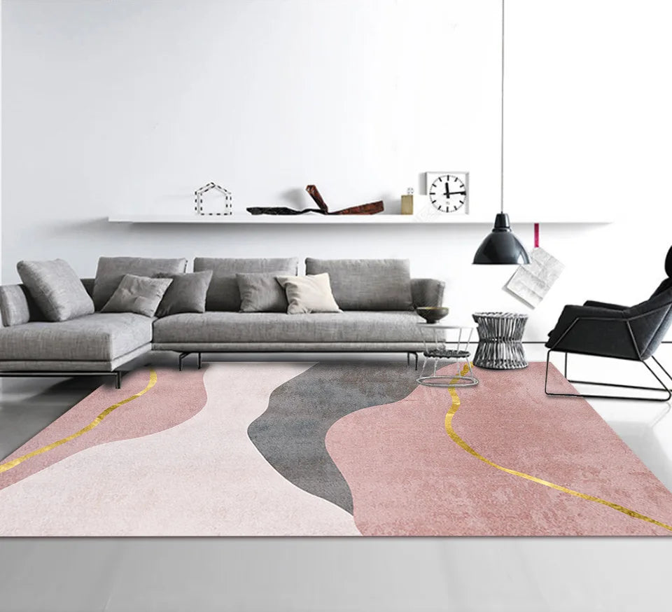 Nordic Geometric Abstract Area Rug – Modern Washable Living Room & Bedroom Carpet / Entrance Mat