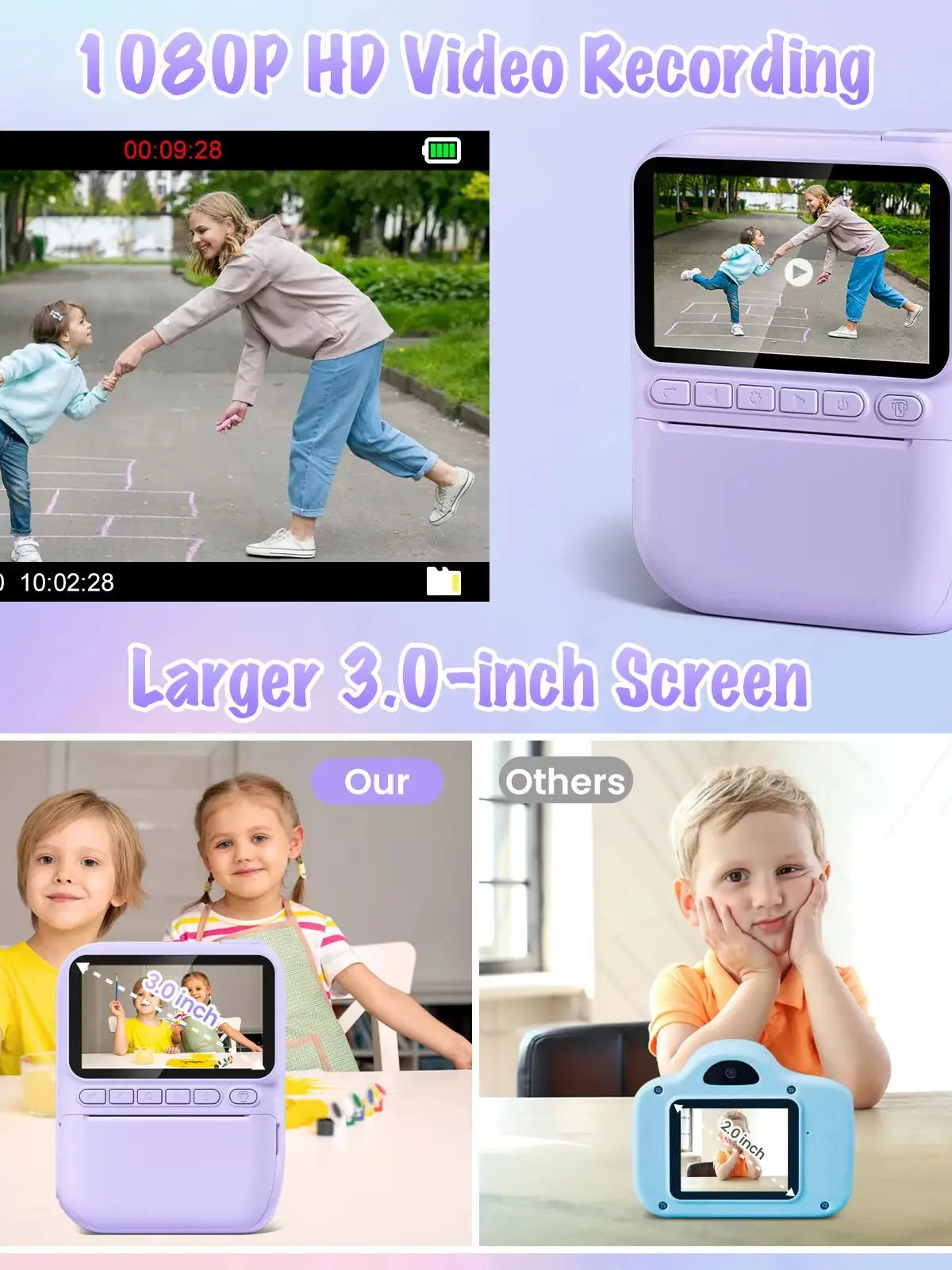 DIAMOOKY Kids Digital Camera - 32MP Instant Print Camera with 3.0 LCD Screen & Creative Kit - Perfect Gift for Ages 6-12