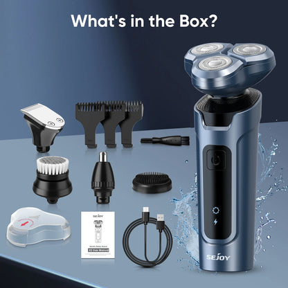 SEJOY 3 In 1 Multifunction Mens Electric Shaver Powerful Beard Nose Hair Trimmer Shaving Machine Electric Razor Waterproof