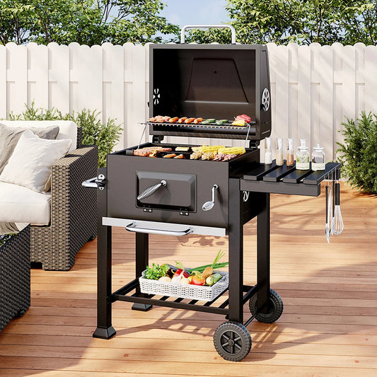 Breeins Charcoal BBQ Grill | 391 sq.in. Cooking Area, Warming Rack, Adjustable Tray, Temperature Gauge, 2 Wheels