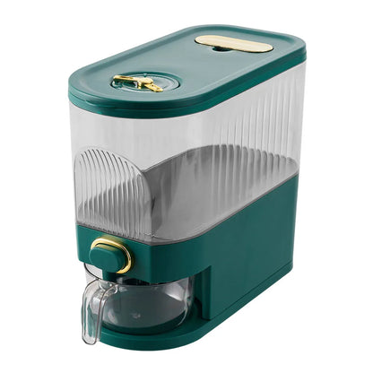 Airtight Rice Dispenser with Press Dispense | Transparent Storage Container, Pest Protection & Date Indicator — 5kg or 10kg