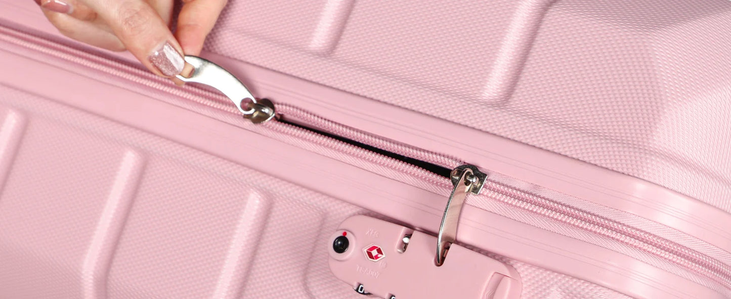 5-Piece ABS Hardshell Luggage Set | TSA Lock, 4 Spinner Wheels, Lightweight Trolley — Pink or Beige