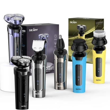 SEJOY 3 In 1 Multifunction Mens Electric Shaver Powerful Beard Nose Hair Trimmer Shaving Machine Electric Razor Waterproof