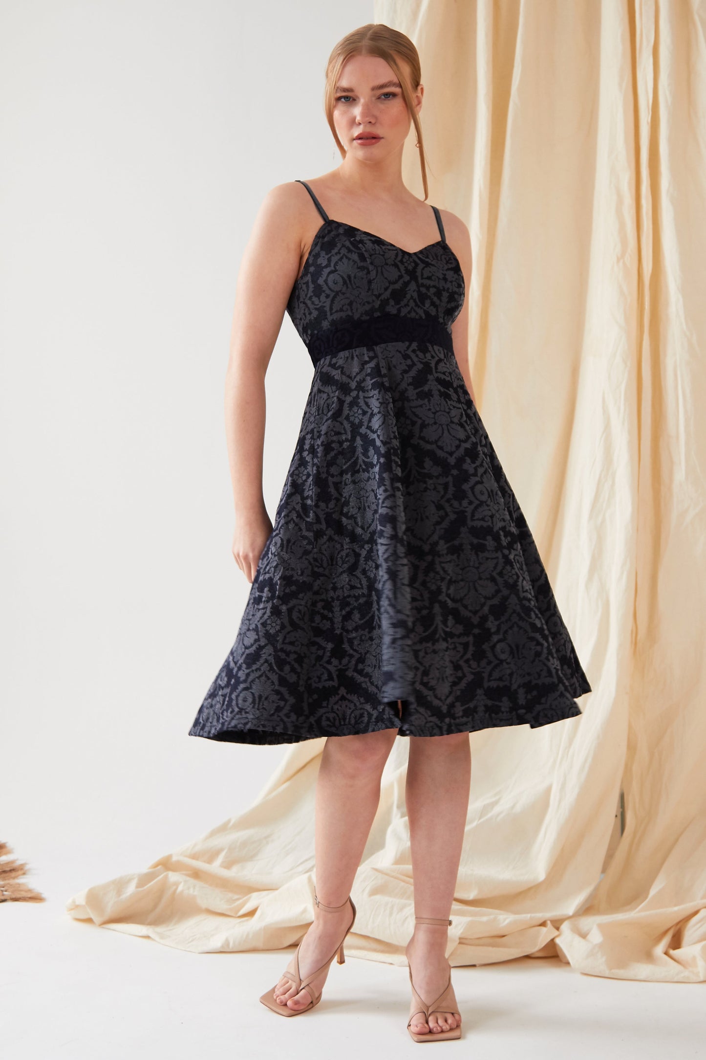 Jacquard Fit And Flare Dress