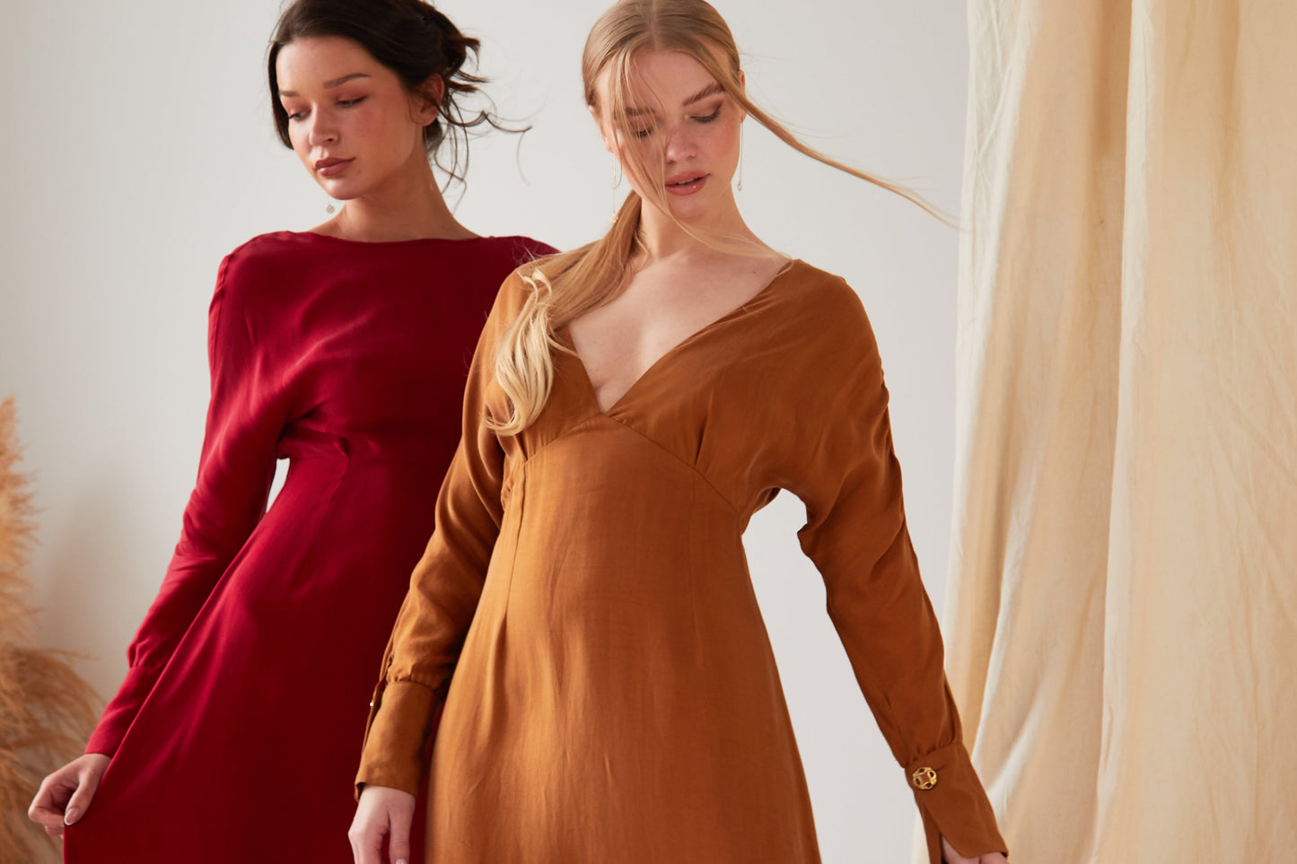 Mustard long sleeve Midi Dress