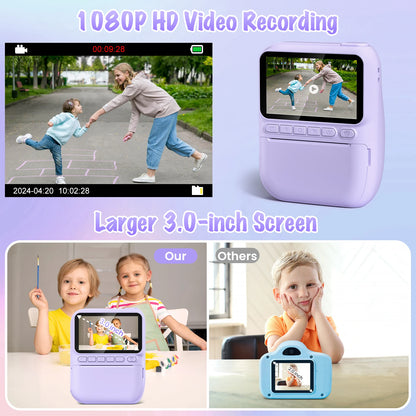 DIAMOOKY Kids Digital Camera - 32MP Instant Print Camera with 3.0 LCD Screen & Creative Kit - Perfect Gift for Ages 6-12