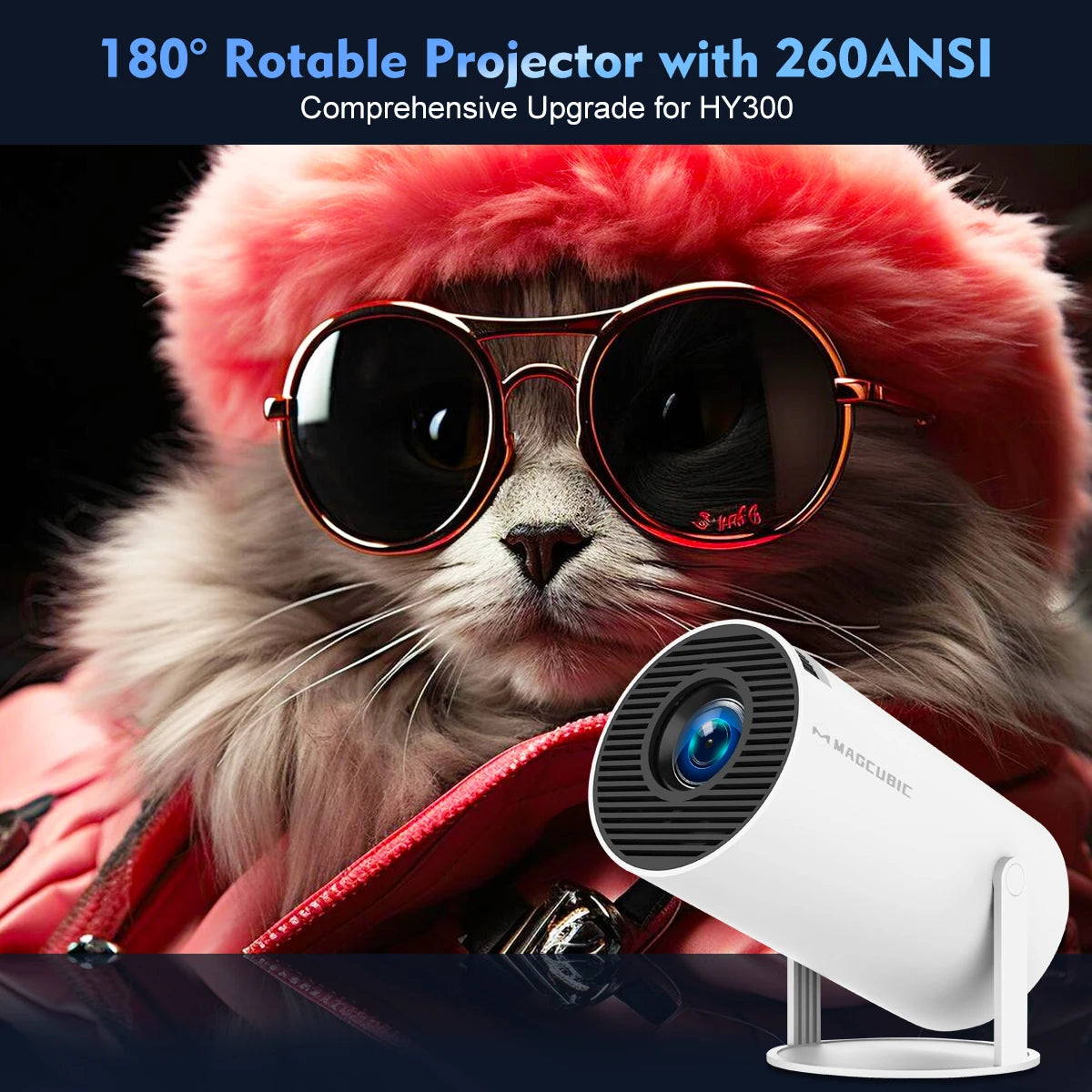 Magcubic Projector HY300 Pro 4K Android 11 Dual Wifi6 260ANSI Allwinner H713 BT5.0 1080P 1280*720P Home Cinema Outdoor