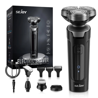 SEJOY 3 In 1 Multifunction Mens Electric Shaver Powerful Beard Nose Hair Trimmer Shaving Machine Electric Razor Waterproof