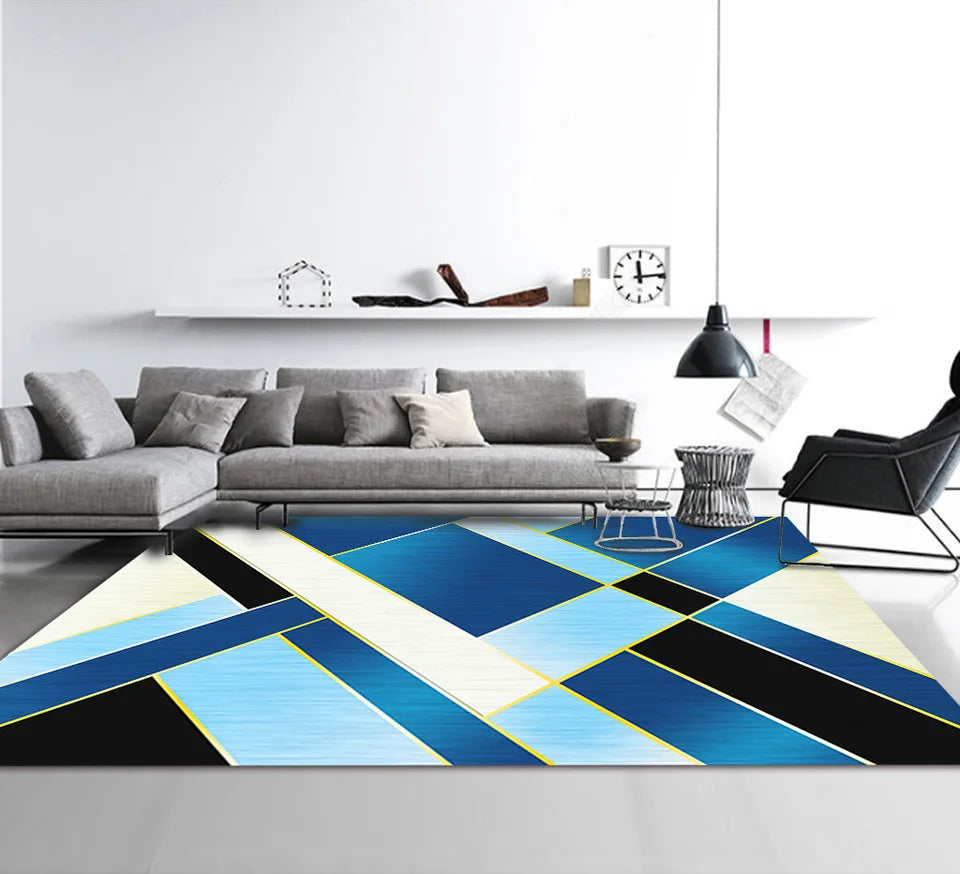Nordic Geometric Abstract Area Rug – Modern Washable Living Room & Bedroom Carpet / Entrance Mat