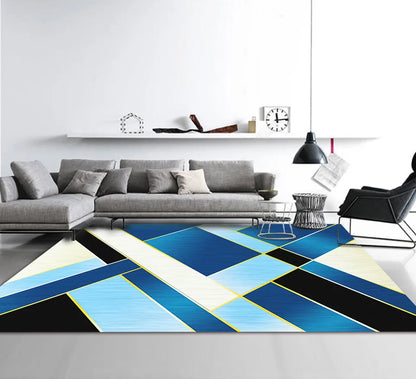 Nordic Geometric Abstract Area Rug – Modern Washable Living Room & Bedroom Carpet / Entrance Mat