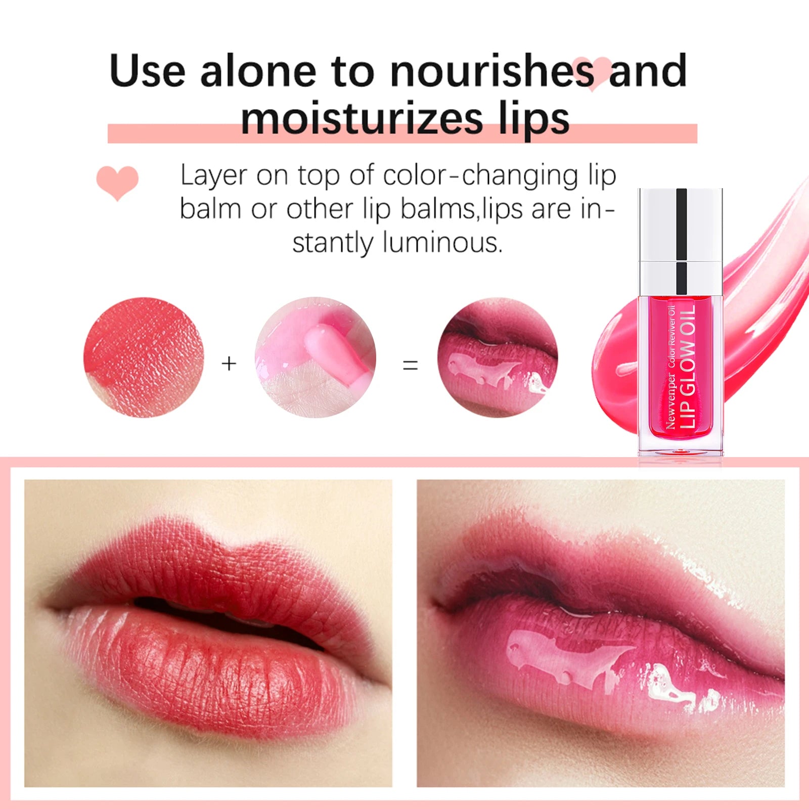 Hydrating Lip Glow Oil Long Lasting Plumping Lip Gloss Transparent Toot Lip Balm Moisturizing Lip Oil for Lip Care