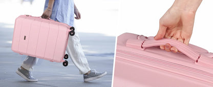 5-Piece ABS Hardshell Luggage Set | TSA Lock, 4 Spinner Wheels, Lightweight Trolley — Pink or Beige