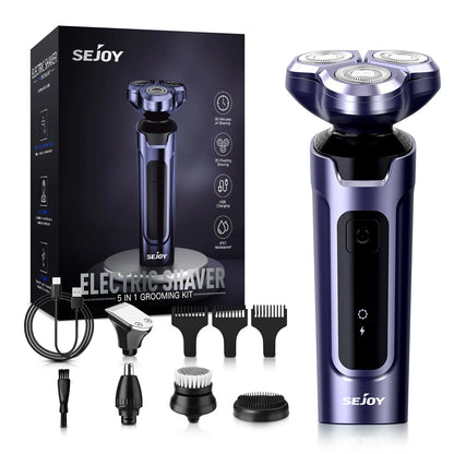 SEJOY 3 In 1 Multifunction Mens Electric Shaver Powerful Beard Nose Hair Trimmer Shaving Machine Electric Razor Waterproof