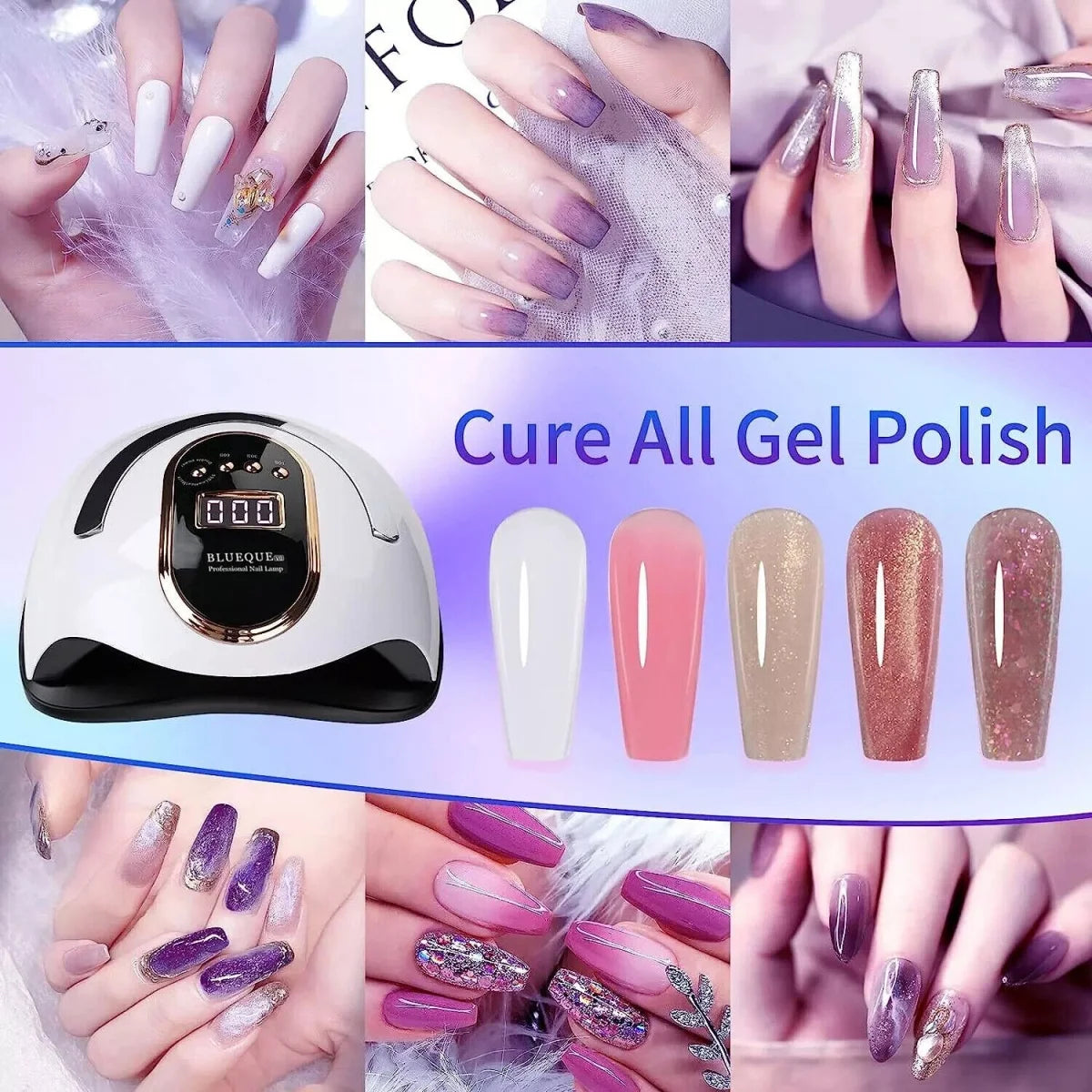 450W Professional LED UV Nail Lamp - Motion Sensor Fast Gel Polish Dryer for UK Salons & Home Use