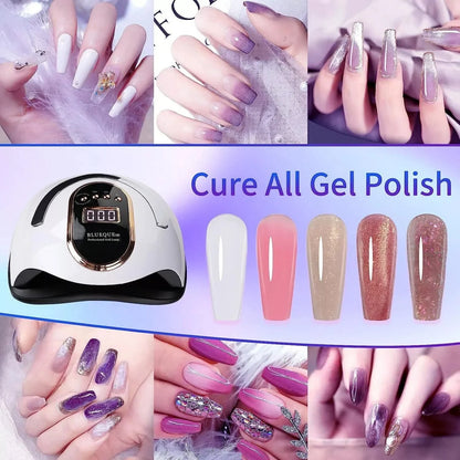 450W Professional LED UV Nail Lamp - Motion Sensor Fast Gel Polish Dryer for UK Salons & Home Use