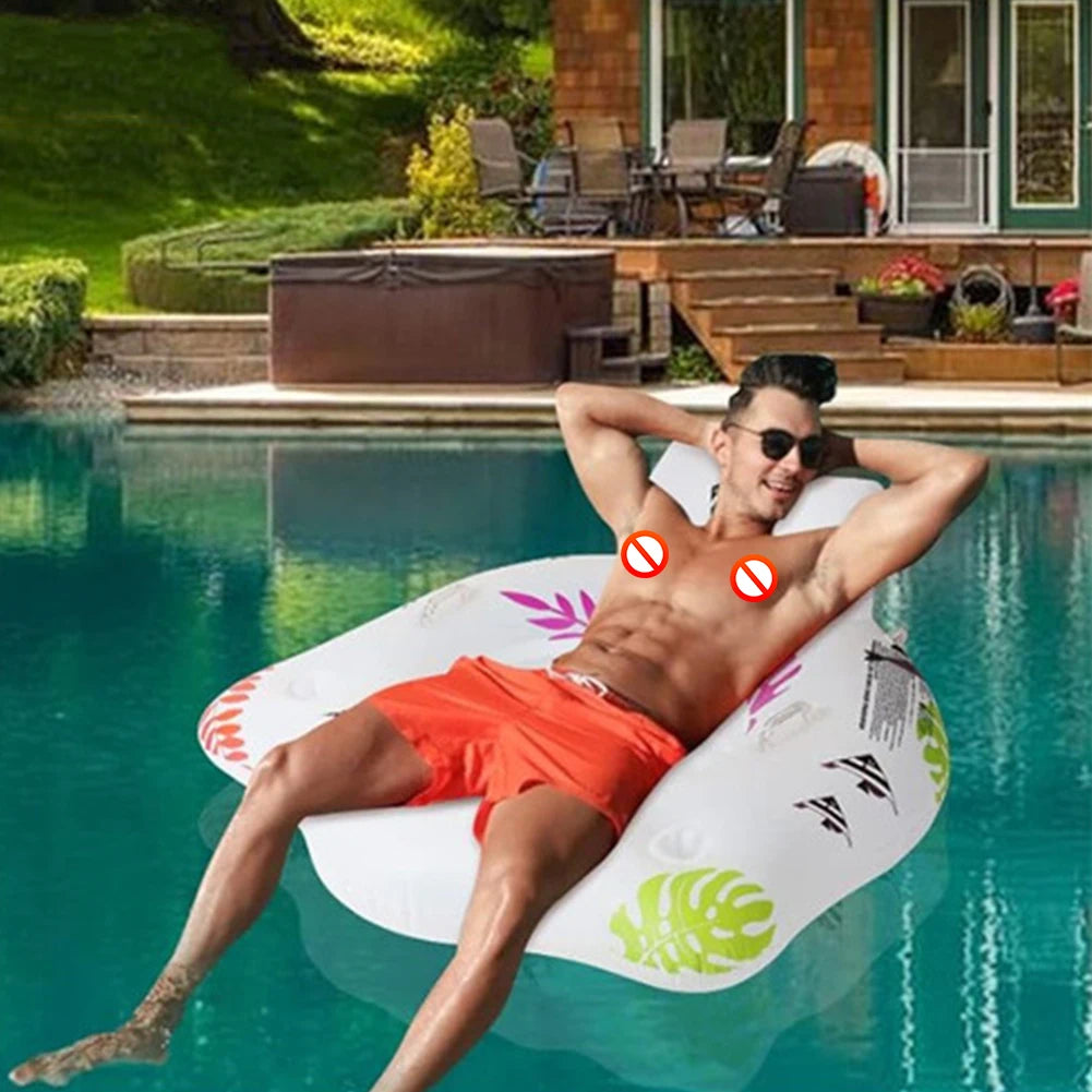 Light-Up Pool Lounger with 2 Cup Holders – Floating Pool Chair for Adults – Inflatable Pool Floaties for Summer Water