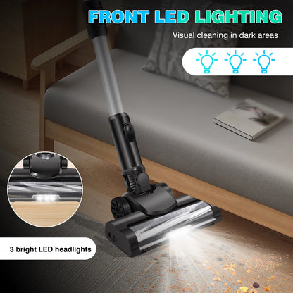 Cordless Vacuum Cleaner,Wall Hanging Stick Vacuum Cleaner 17KPA Pet Hoover Vacuum Cleaner with Tangle-Free Brush,3000mAh Battery