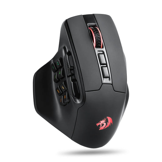 Redragon M811 PRO Wireless MMO Gaming Mouse | 26,000 DPI, 15 Programmable Buttons, 10 Side Macro Keys, RGB, 80-Hour Battery