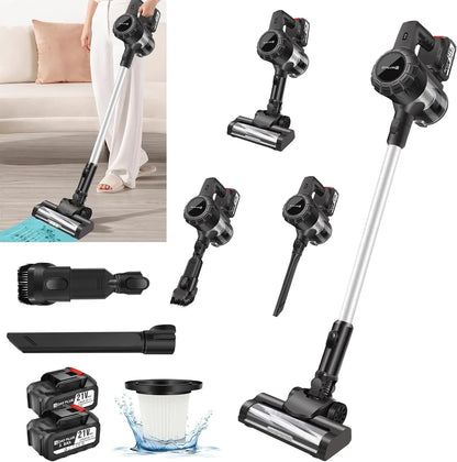 Cordless Vacuum Cleaner,Wall Hanging Stick Vacuum Cleaner 17KPA Pet Hoover Vacuum Cleaner with Tangle-Free Brush,3000mAh Battery
