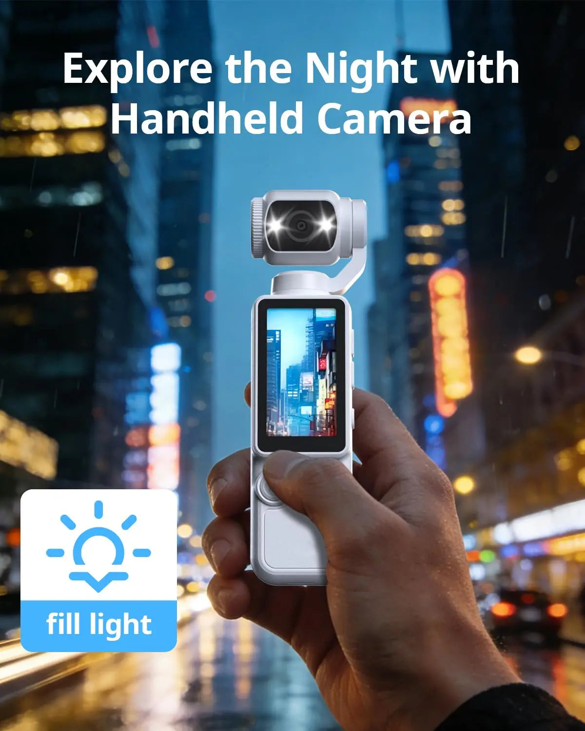 4K Portable Vlog Camera | 180° Rotatable Lens, 1.9" HD Screen, Built-in Fill Light & 2000mAh Battery — Black / White