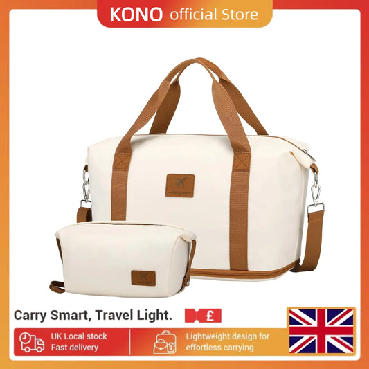 British Traveller Women's Large Expandable Weekender Overnight Duffel Bag with Toiletry Bag