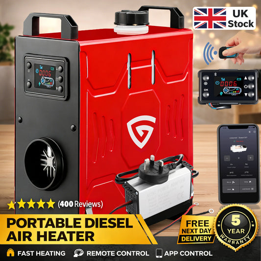 GEARZAAR 8KW Diesel Air Heater | 12V/24V, App & Remote Control, LCD Display, 5-Year Warranty — Van, Truck, Caravan, Boat