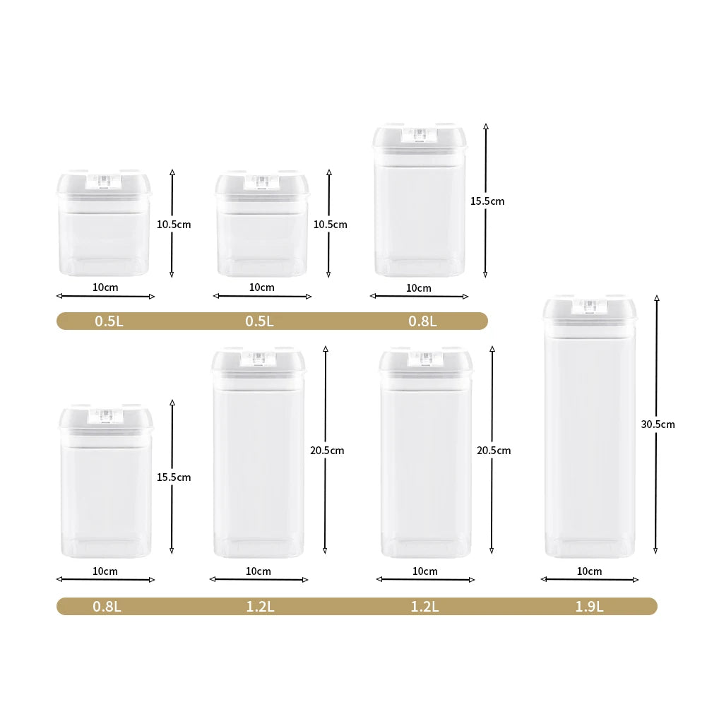【Lifeideas】7Pcs Airtight Food Storage Containers with Clasp Lids Plastic Clear Jars with Easy Lock Lid Kitchen Pantry Organize