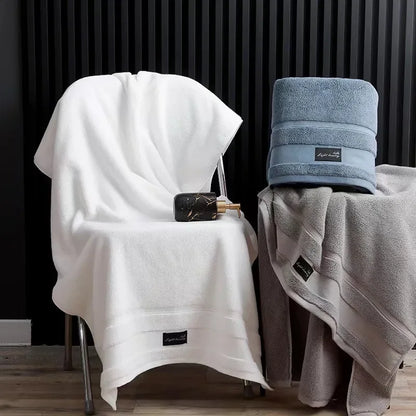 Inyahome 100% Cotton Shower Towels – Highly Absorbent White Bath Towel for Adults – Thick Pure Cotton Bathroom Towels for Home & Hotel Use