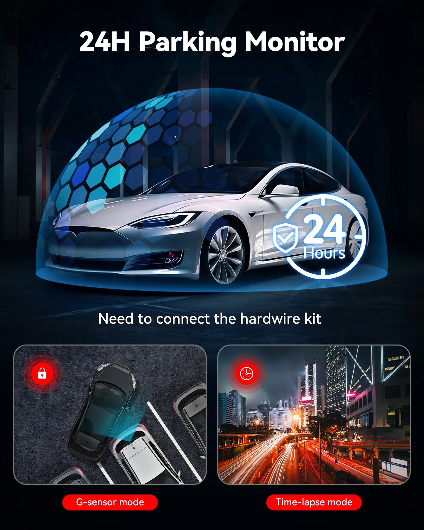 REDTIGER F7NP-EX 4K+1080P Dash Cam Built-in 5.8GHz Wifi And GPS Dash Camera Night Vision Recorder APP Control 24H Parking Monito
