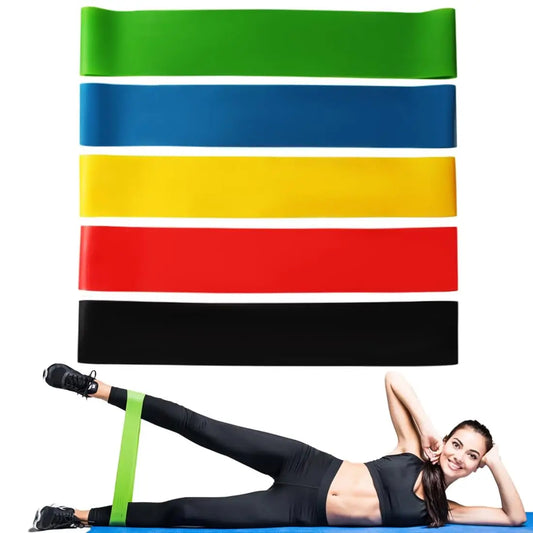Resistance Bands [Set of 5] – Skin-Friendly Exercise Loop Bands with 5 Levels of Resistance for Strength Training Yoga