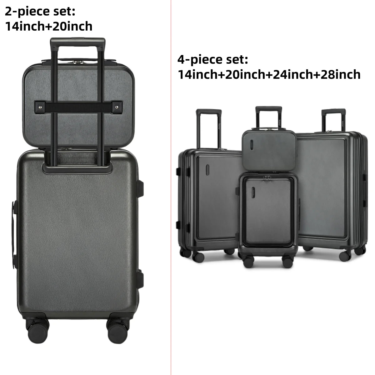 Kono Hardshell Luggage Set | ABS+PC Lightweight, TSA Lock, 4 Spinner Wheels — 2-Piece or 4-Piece, Navy, Grey, Black or Burgundy