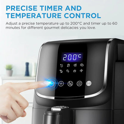 Midea 4L Touch Control Air Fryer with Digital Display – 8 Presets, 360° Air Flow Heating System, Detachable Basket – Oil-Free Cooking for Healthier Meals