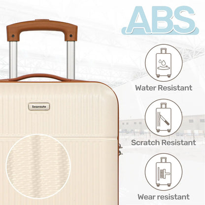 3-Piece ABS Hardshell Luggage Set | 21"+24"+28", TSA Lock, 4 Spinner Wheels, Telescopic Handle — Pink, Grey, Black, Blue or White