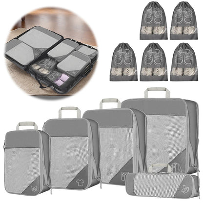 10pcs Compression Packing Cubes with Shoe Bags – Suitcase Storage Set & Carry‑On Luggage Organisers for Travel | UK