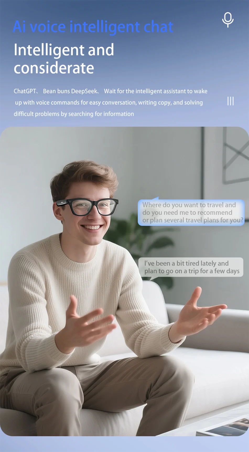 Blackview BV100 AI Smart Glasses | 8MP Camera, Bluetooth Calls, AI Translator & Voice Assistant — Sunglasses or Anti-Blue Light