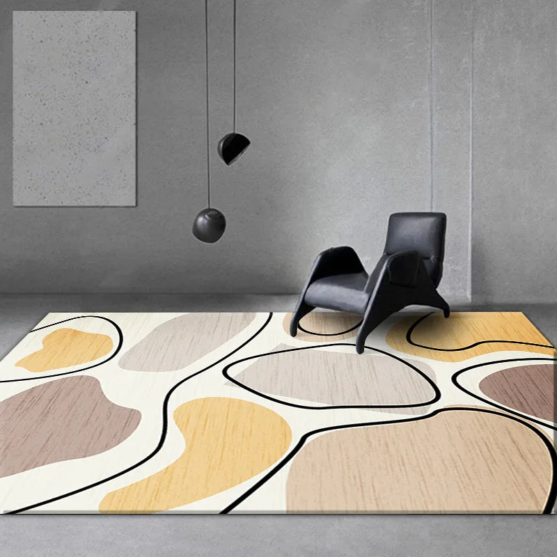 Nordic Geometric Abstract Area Rug – Modern Washable Living Room & Bedroom Carpet / Entrance Mat