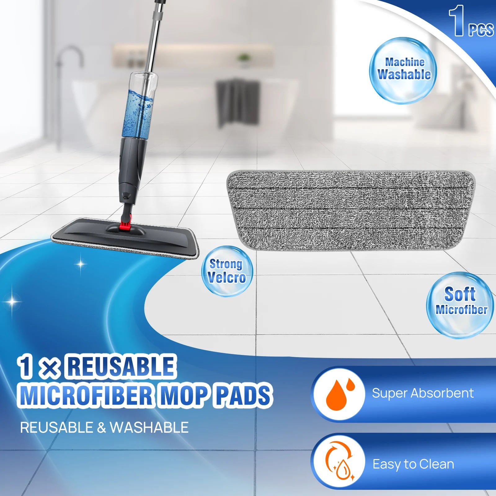 Spray Mop,Microfiber Spray Mop for Floor Cleaning Wet Dry, 360 Degree Spin Dust Home Kitchen Hardwood Floor Flat Mops with 700ML