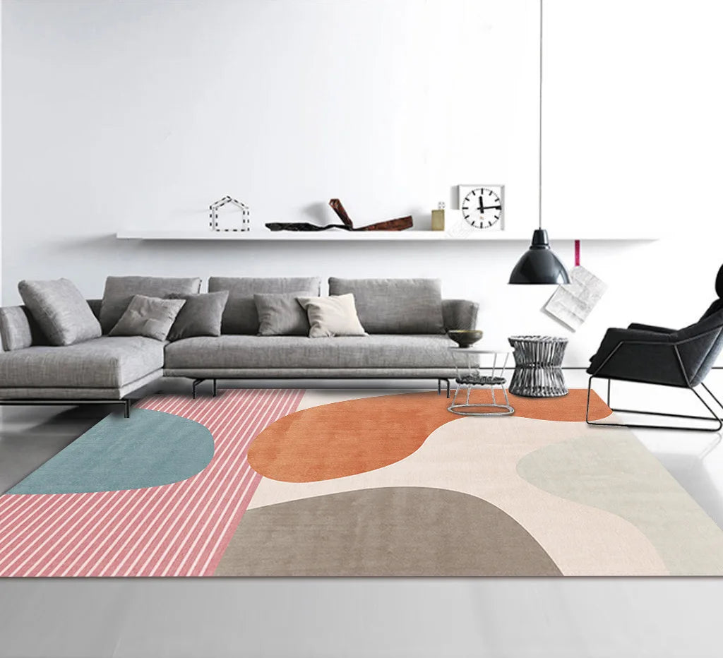 Nordic Geometric Abstract Area Rug – Modern Washable Living Room & Bedroom Carpet / Entrance Mat