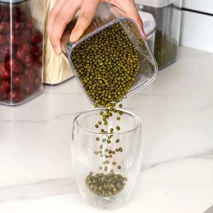 【Lifeideas】7Pcs Airtight Food Storage Containers with Clasp Lids Plastic Clear Jars with Easy Lock Lid Kitchen Pantry Organize